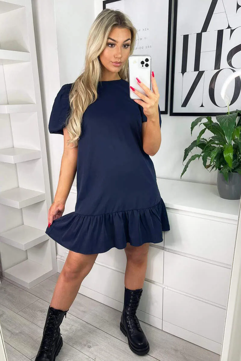 Navy Frill Hem Smock Dress sold by AX Paris product image thumbnail 4