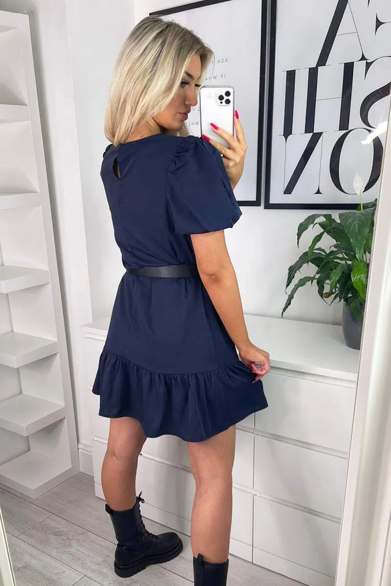 Navy Frill Hem Smock Dress sold by AX Paris product image thumbnail 5