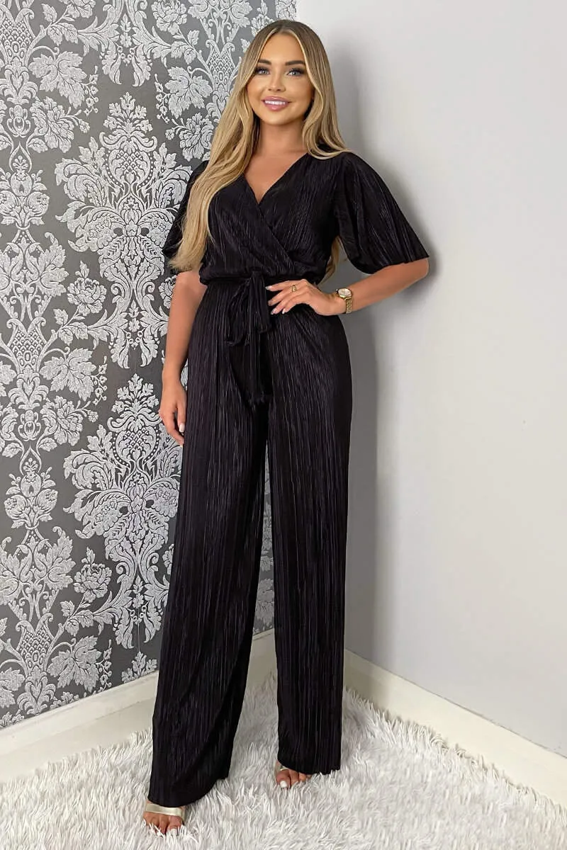 Black Plisse Wrap Top Jumpsuit sold by AX Paris product image thumbnail 2