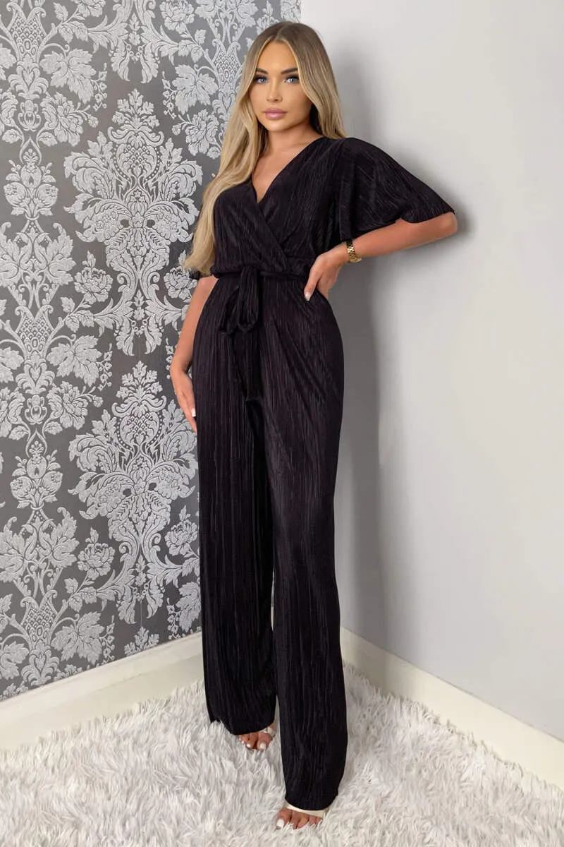 Black Plisse Wrap Top Jumpsuit sold by AX Paris product image thumbnail 3