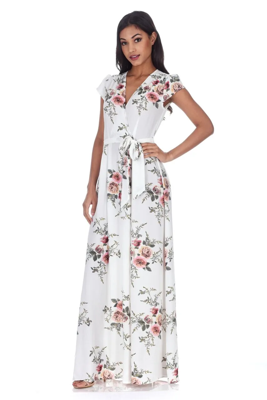 Cream Floral Maxi Dress sold by AX Paris