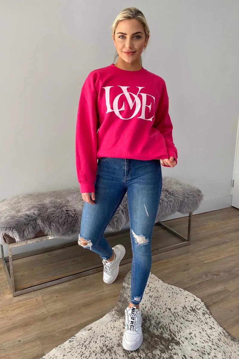 Cerise LOVE Sweatshirt sold by AX Paris product image thumbnail 2