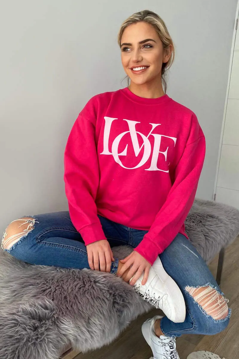 Cerise LOVE Sweatshirt sold by AX Paris