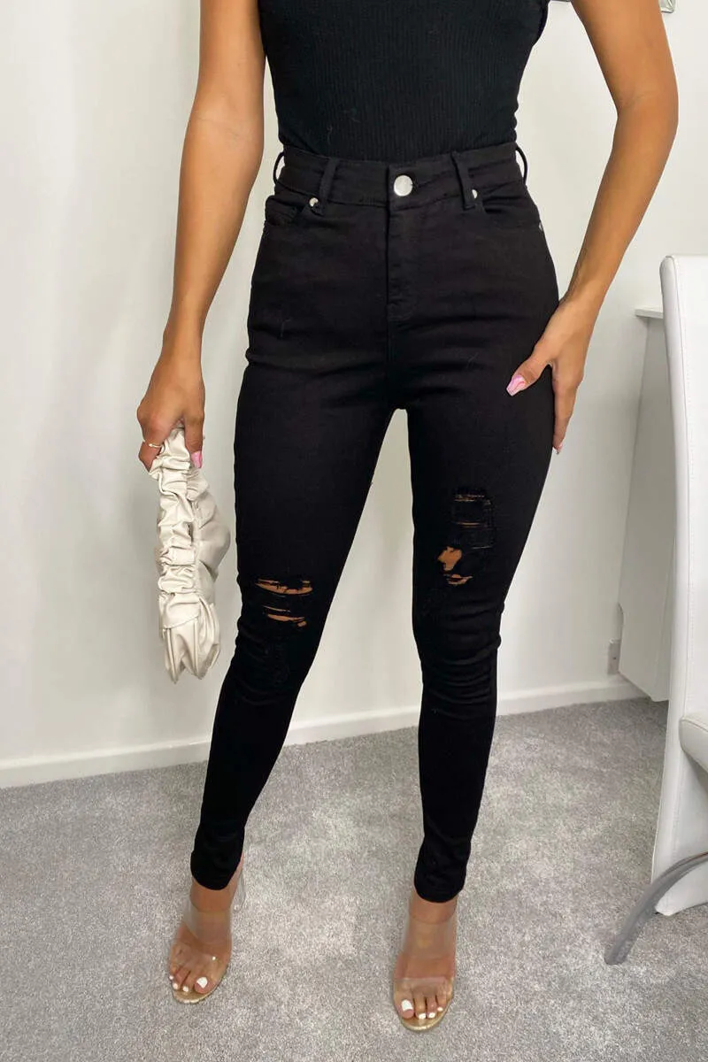 Black Ripped Skinny Jeans sold by AX Paris product image thumbnail 4
