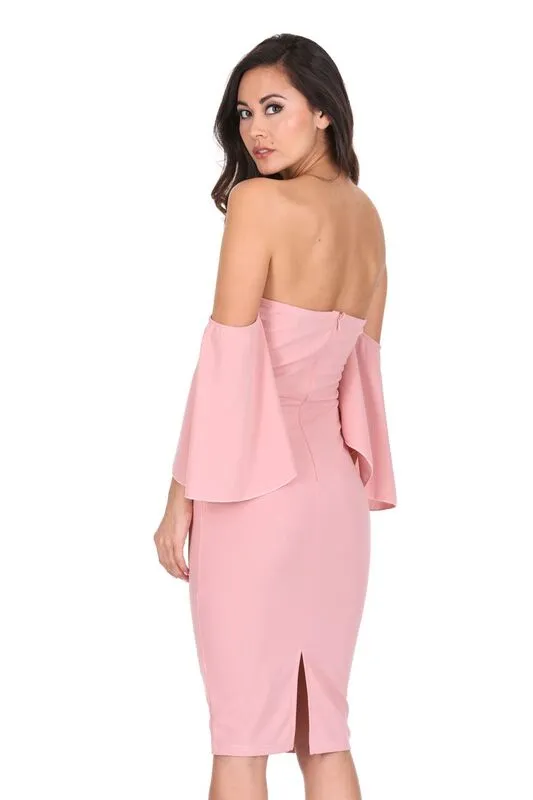 Blush Bardot Frill Sleeve Midi Dress sold by AX Paris product image thumbnail 3