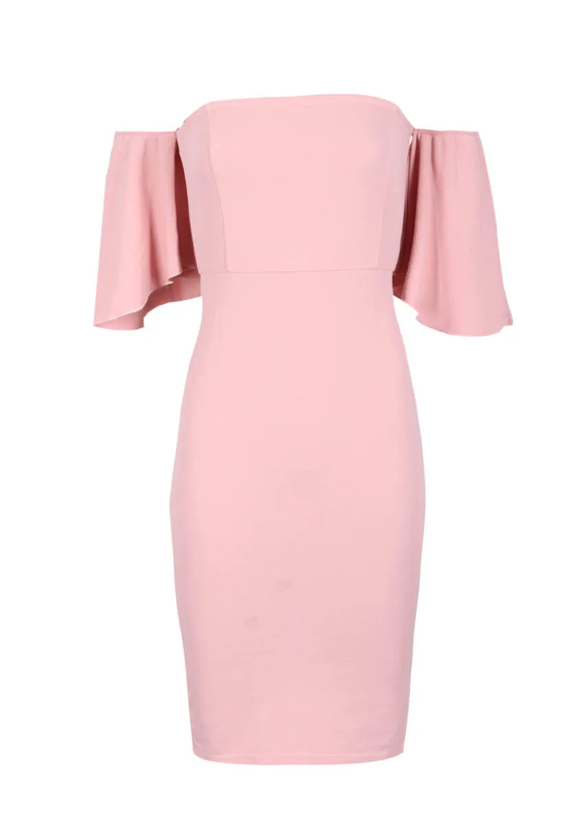 Blush Bardot Frill Sleeve Midi Dress sold by AX Paris product image thumbnail 4