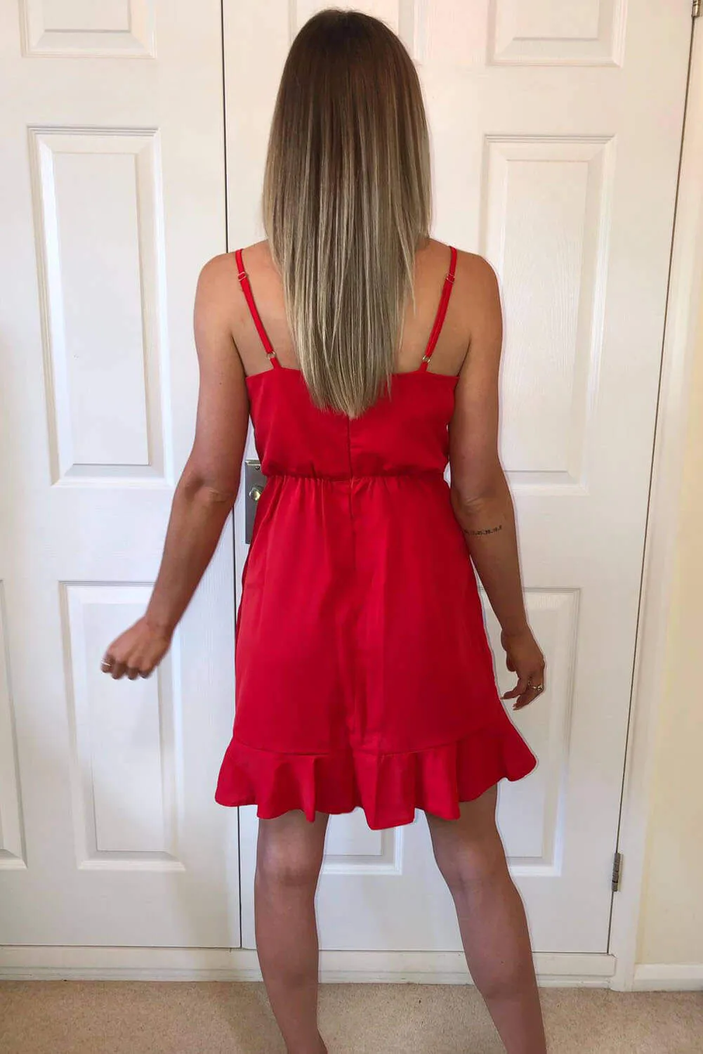 Red Strappy Frill Hem Mini Dress sold by AX Paris product image thumbnail 5