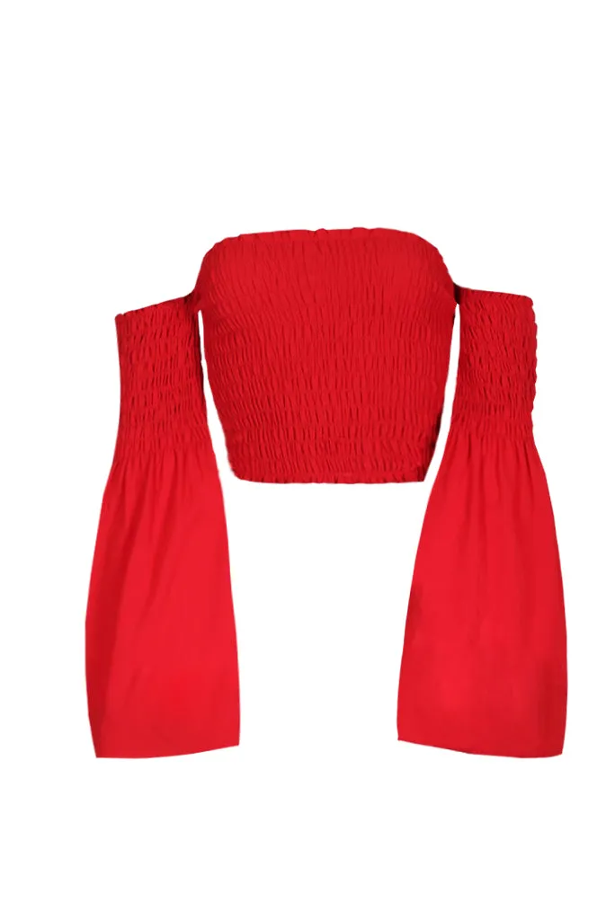 Red Crop Flare Sleeve Top sold by AX Paris product image thumbnail 4