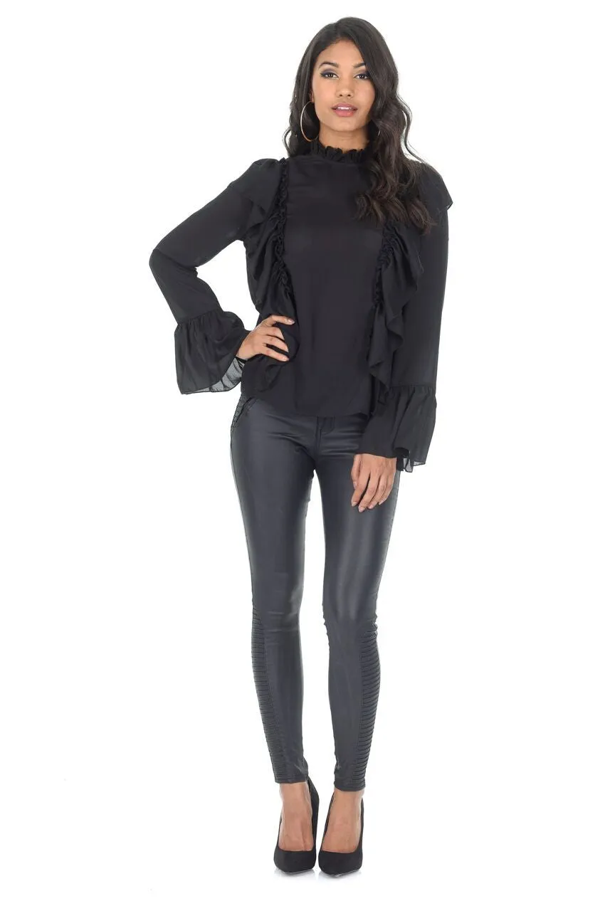 Black Frill Long Sleeved Top sold by AX Paris product image thumbnail 2