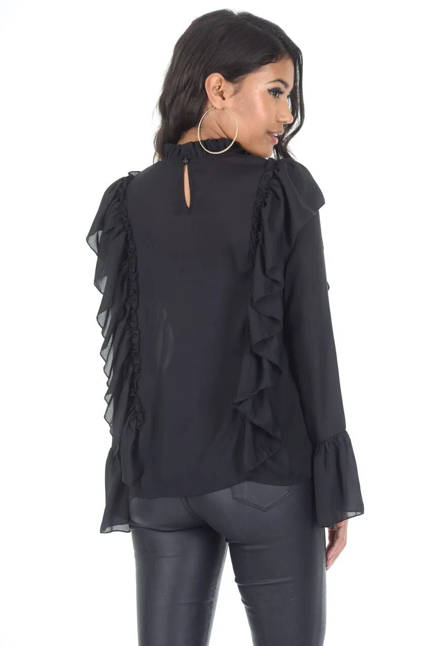 Black Frill Long Sleeved Top sold by AX Paris product image thumbnail 3