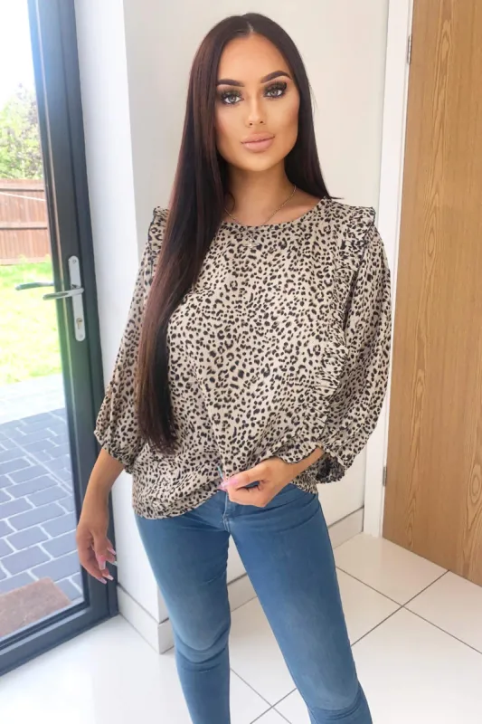 Multi Animal Print Ruffle Blouse sold by AX Paris