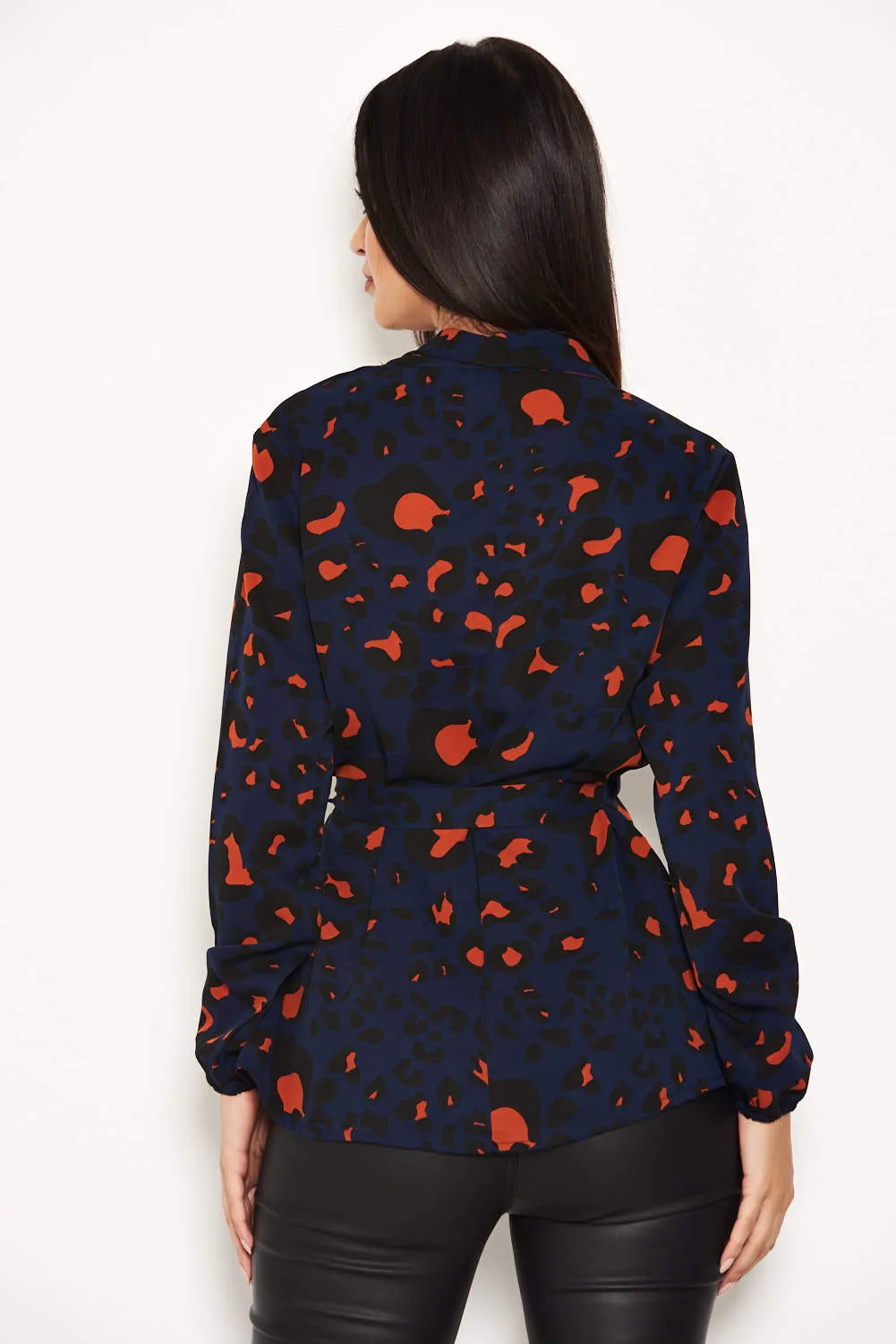 Blue Animal Print Waist Tie Blouse sold by AX Paris product image thumbnail 3