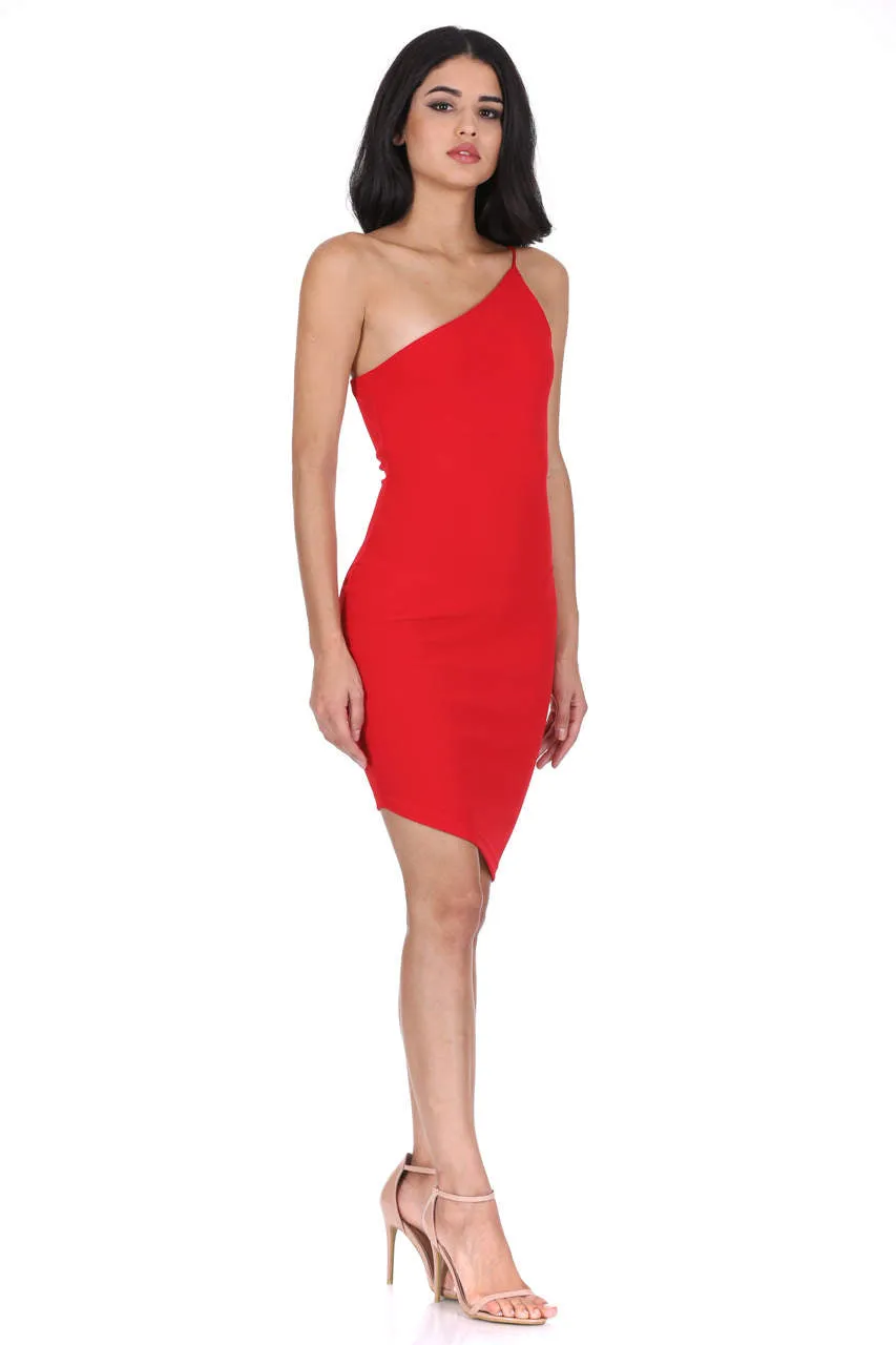 Red Off The Shoulder Asymmetric Hem Dress sold by AX Paris product image thumbnail 5