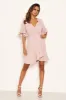 Nude Frill Sleeve Wrap Mini Dress sold by AX Paris