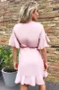 Nude Frill Sleeve Wrap Mini Dress sold by AX Paris