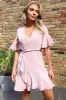 Nude Frill Sleeve Wrap Mini Dress sold by AX Paris