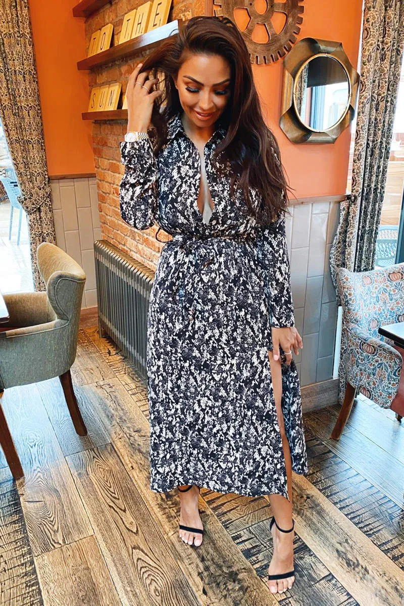 Black Printed Button Up Midi Dress sold by AX Paris product image thumbnail 4