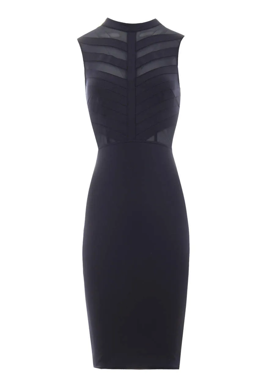 Navy Mesh Paneling Midi Dress sold by AX Paris product image thumbnail 4