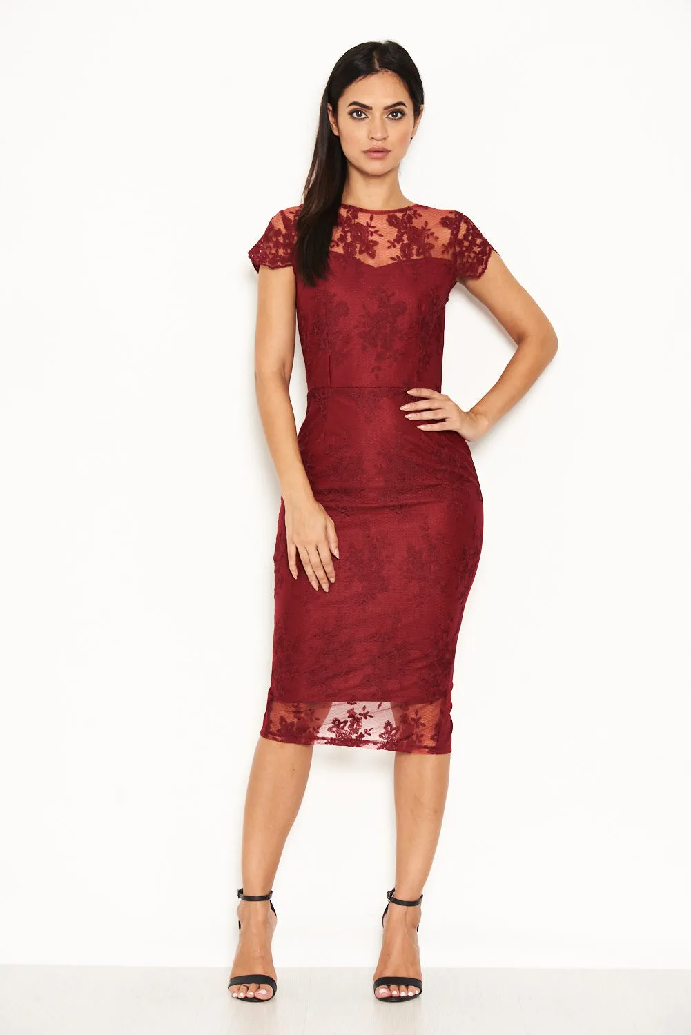 Plum Floral Lace Midi Dress sold by AX Paris product image thumbnail 2