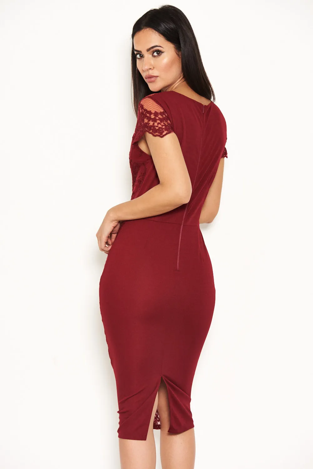 Plum Floral Lace Midi Dress sold by AX Paris product image thumbnail 3