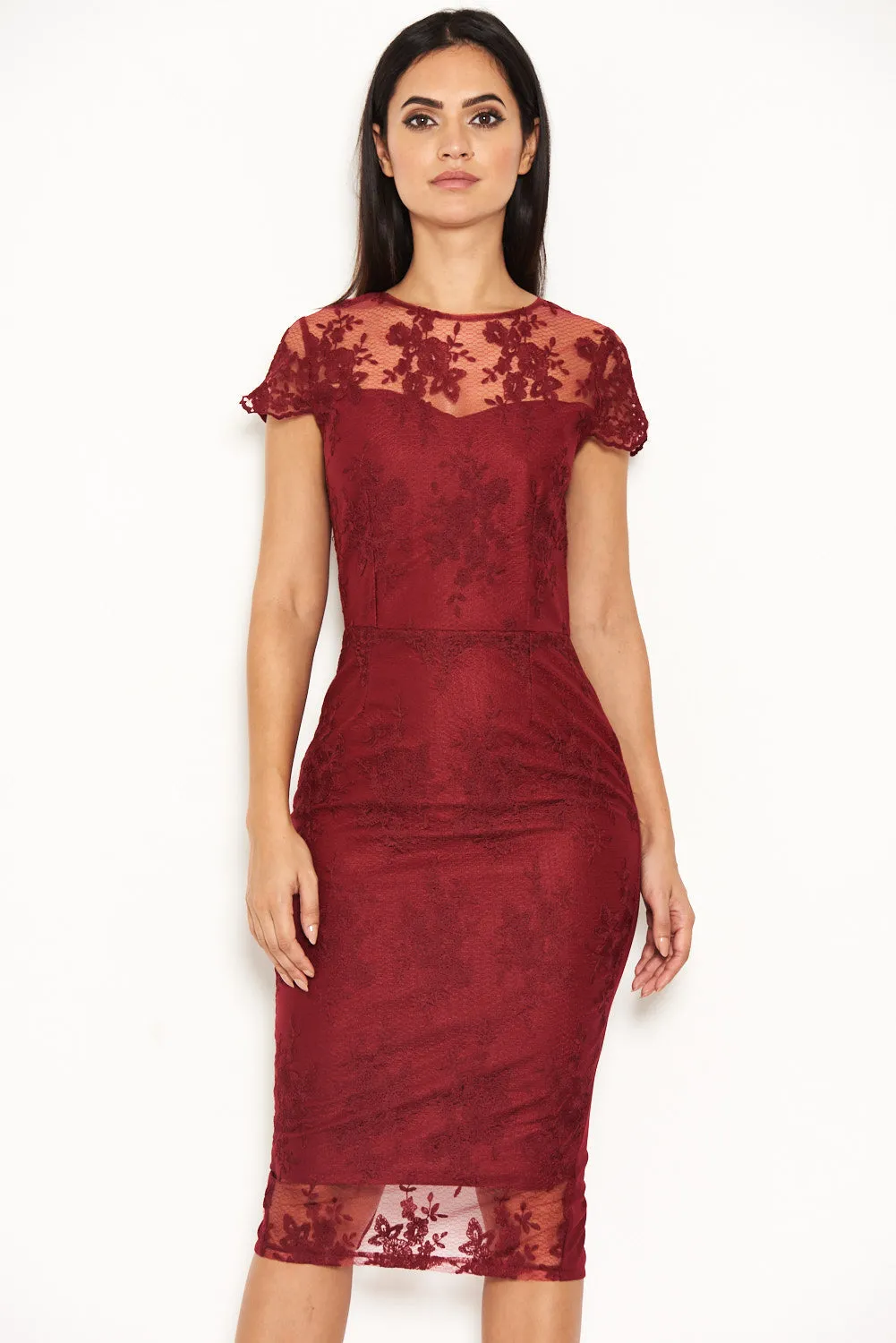 Plum Floral Lace Midi Dress sold by AX Paris product image thumbnail 4
