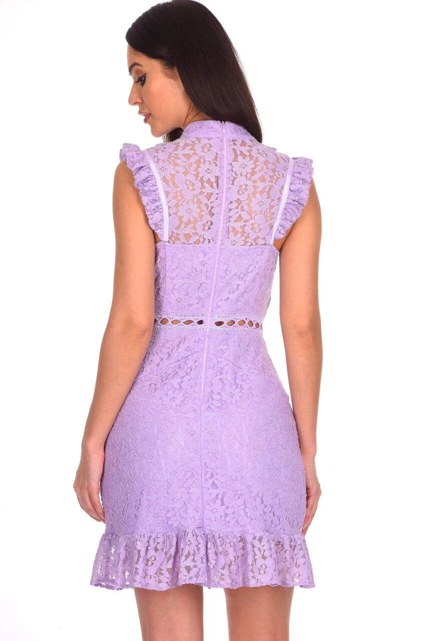 Lilac Lace Frill Detail Dress sold by AX Paris product image thumbnail 3