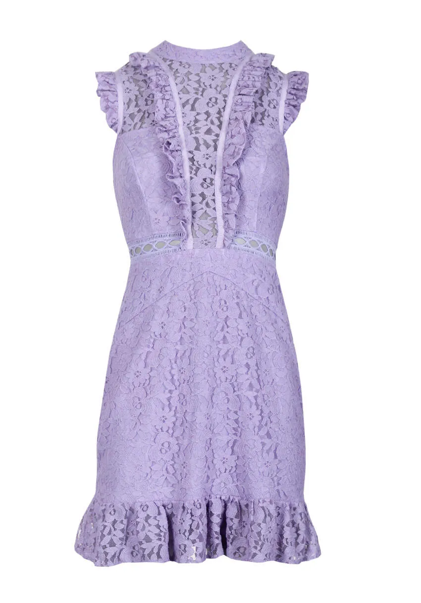 Lilac Lace Frill Detail Dress sold by AX Paris product image thumbnail 4