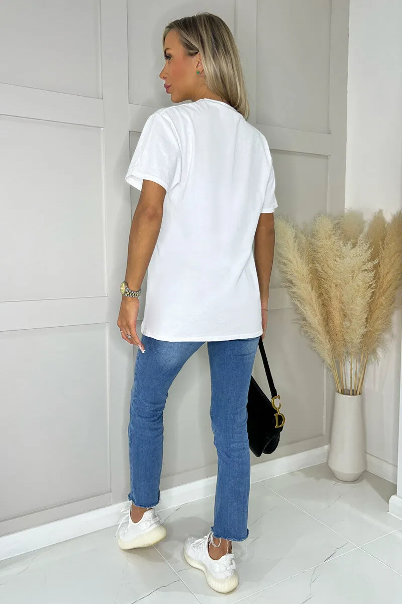 White J'Adore Gold Slogan T-Shirt sold by AX Paris product image thumbnail 5