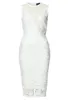Cream Sleeveless Lace Mesh Bodycon Midi sold by AX Paris