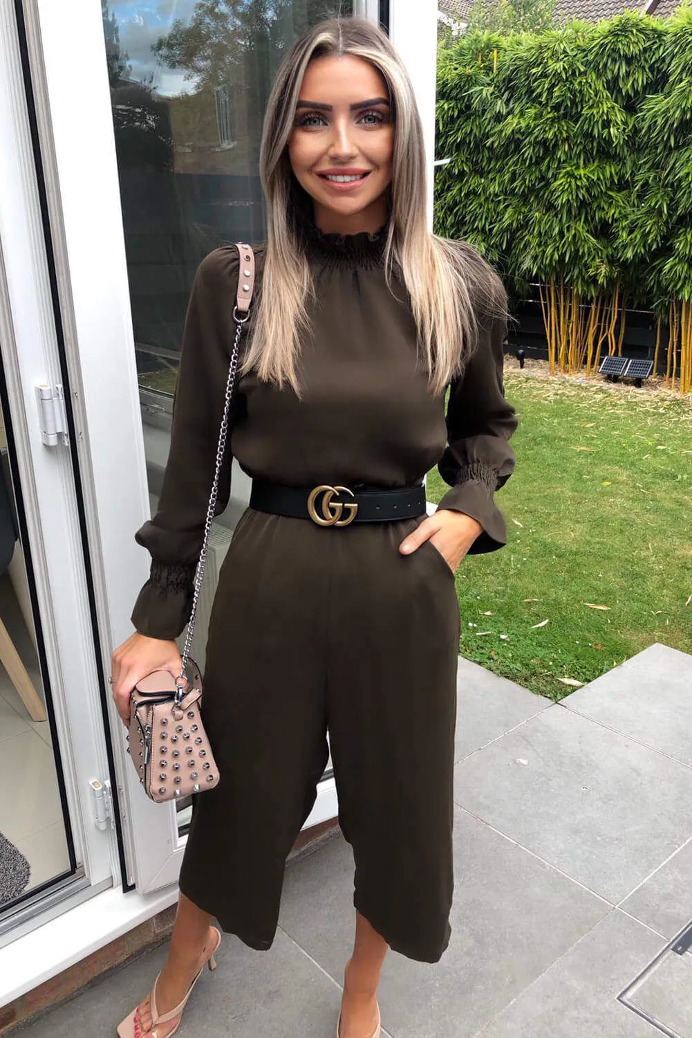 Olive High Neck Jumpsuit sold by AX Paris