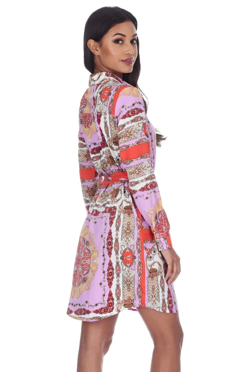 Lilac Patterned Shirt Dress sold by AX Paris product image thumbnail 3