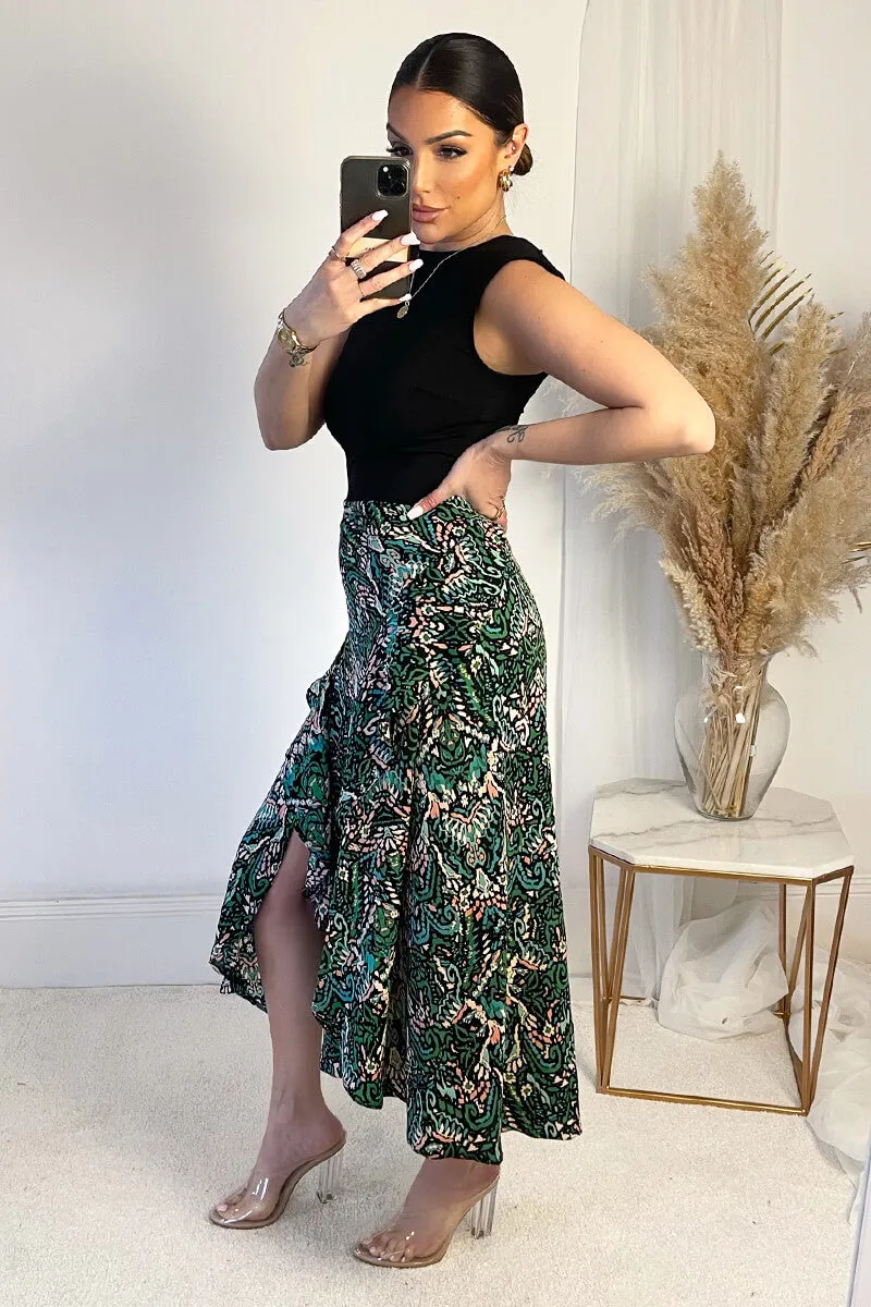 Green And Black Printed 2 in 1 Midi Dress sold by AX Paris product image thumbnail 4