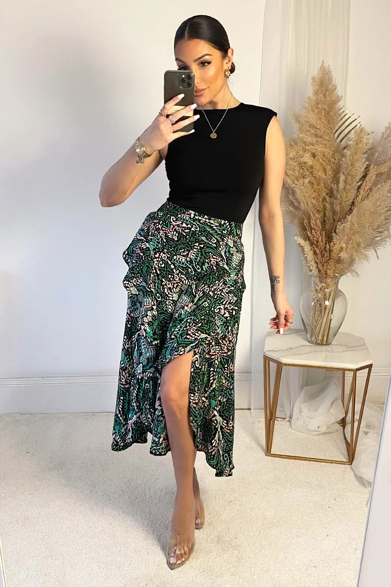 Green And Black Printed 2 in 1 Midi Dress sold by AX Paris product image thumbnail 2