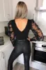 Black Embroidered Puff Sleeve Bodysuit sold by AX Paris