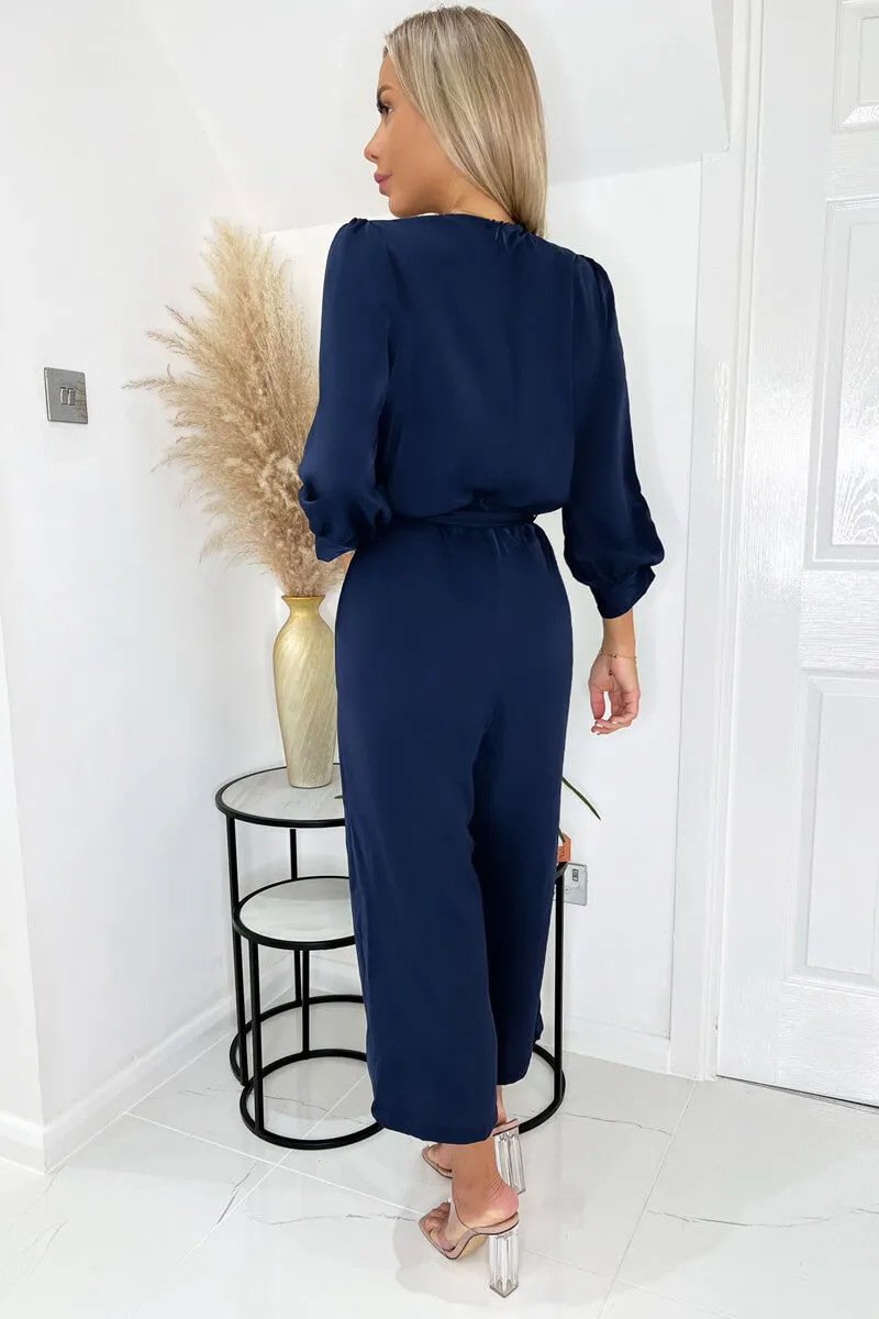 Navy Belted 3/4 Sleeve Jumpsuit sold by AX Paris product image thumbnail 4