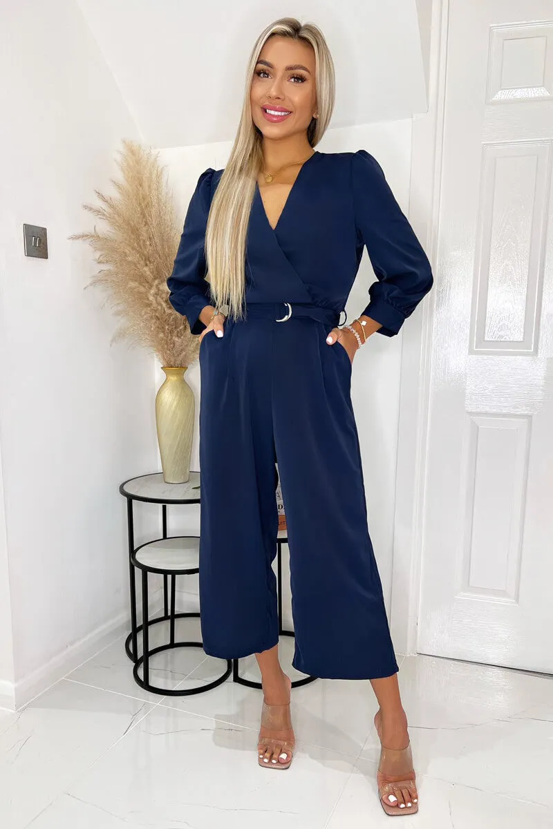 Navy Belted 3/4 Sleeve Jumpsuit sold by AX Paris product image thumbnail 2