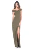 Khaki Cross Front Bardot Maxi Dress With Thigh High Split sold by AX Paris