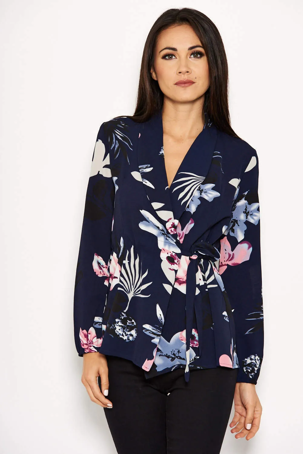 Navy Floral Wrap Top sold by AX Paris product image thumbnail 3