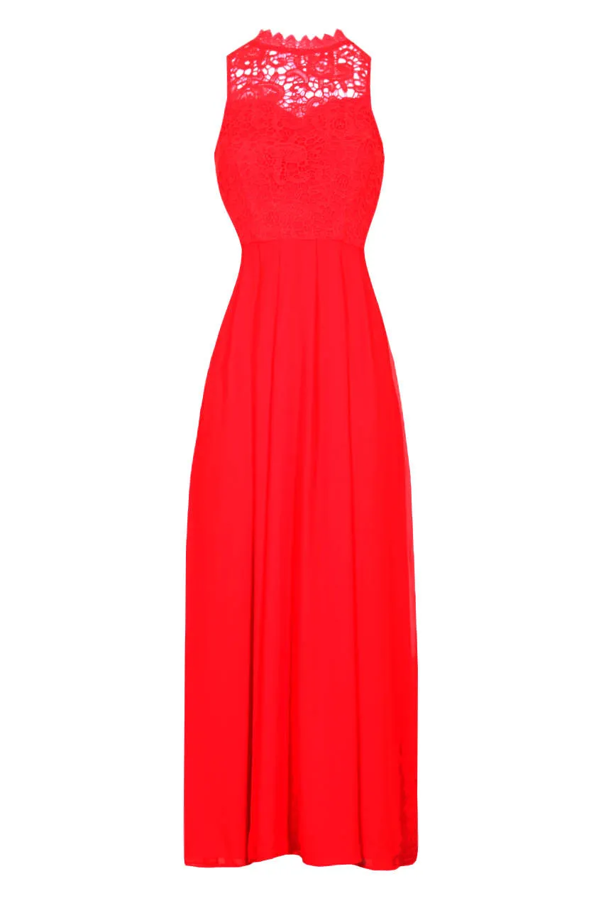 Red High Neck Crochet Maxi Dress sold by AX Paris product image thumbnail 4