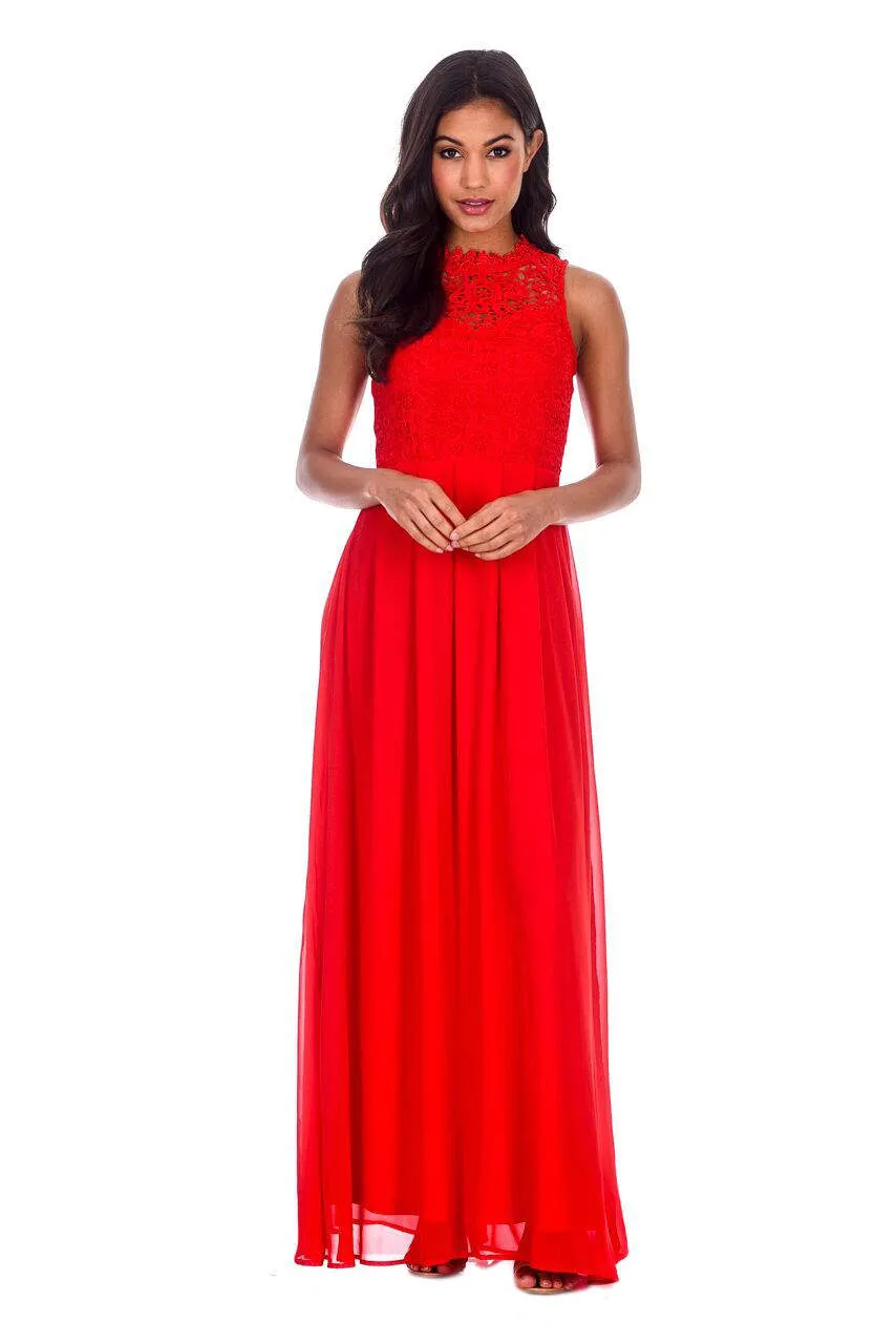 Red High Neck Crochet Maxi Dress sold by AX Paris product image thumbnail 2