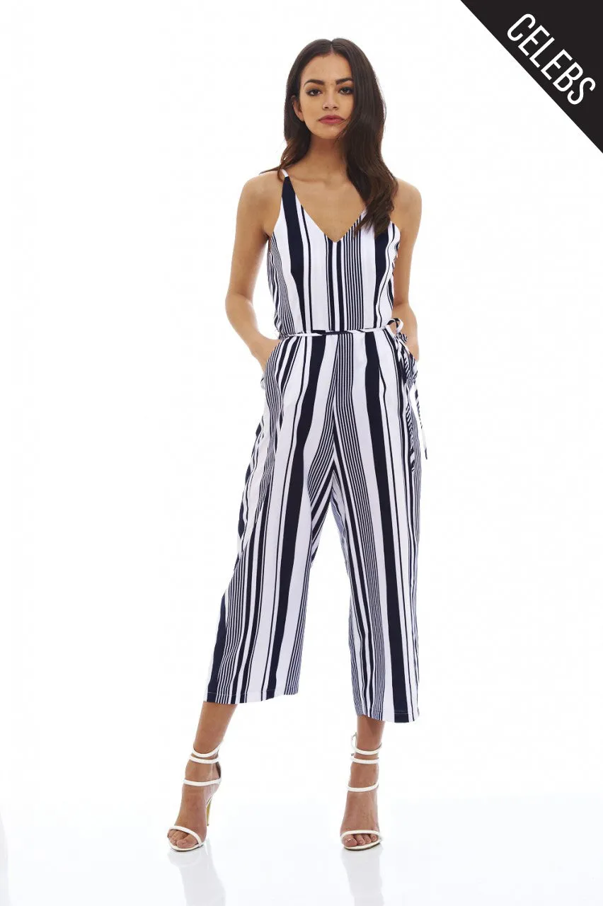 Striped Culotte Jumpsuit sold by AX Paris