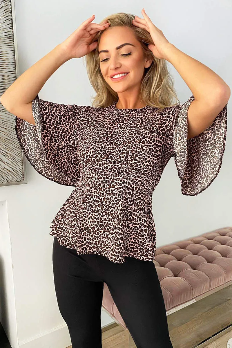 Pink Leopard Print Flared Blouse sold by AX Paris product image thumbnail 4