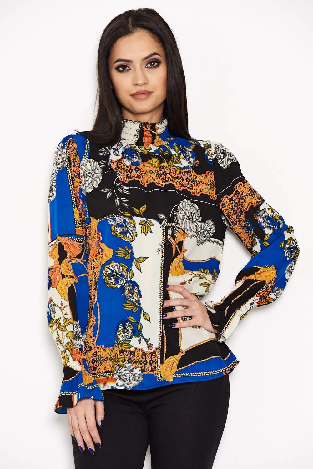 Blue Printed High Neck Top sold by AX Paris product image thumbnail 5