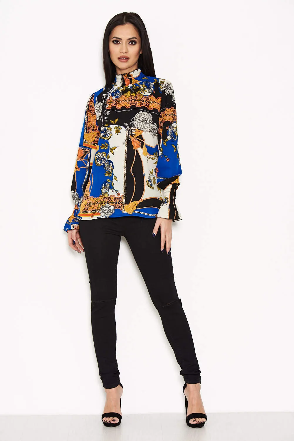 Blue Printed High Neck Top sold by AX Paris product image thumbnail 2