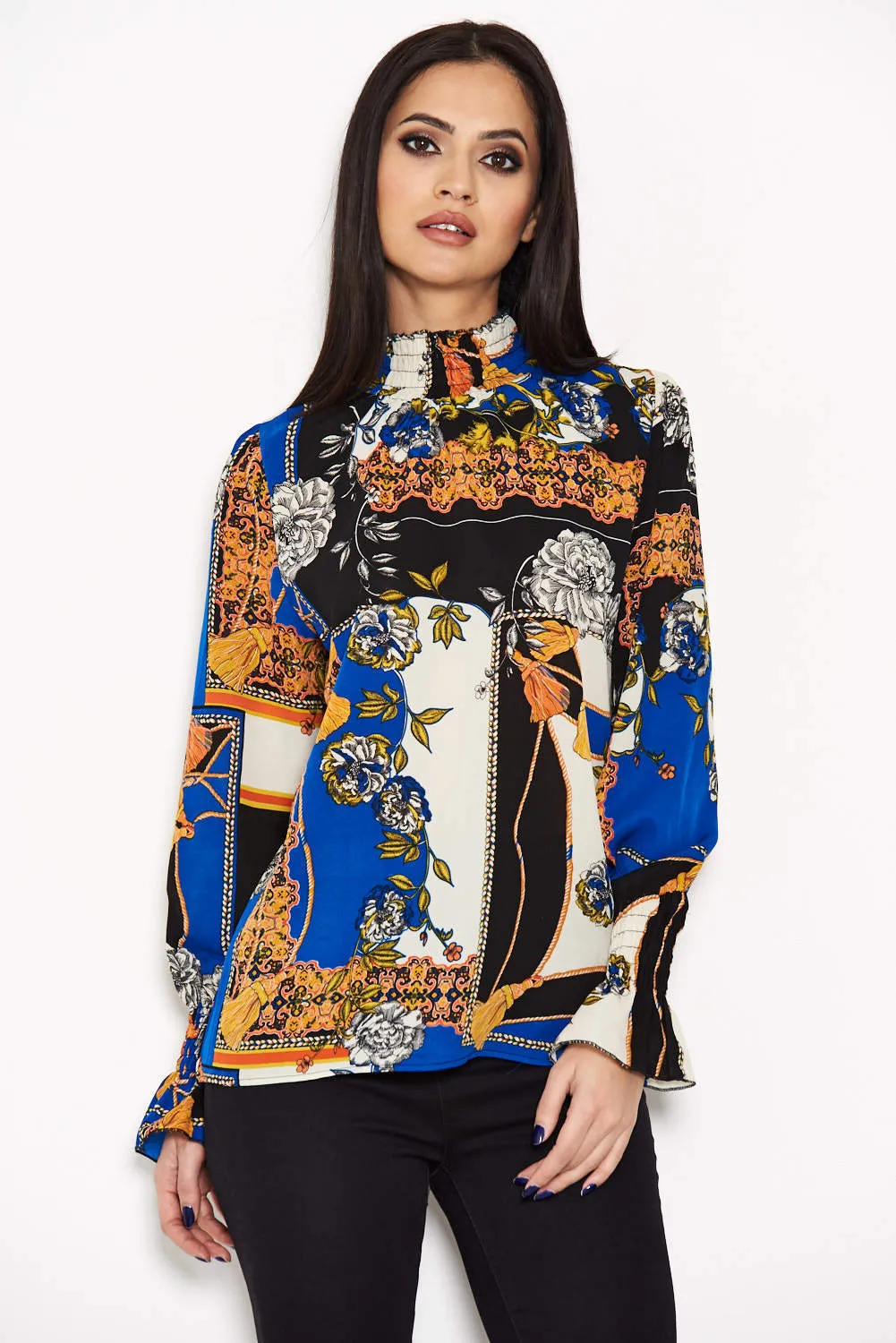 Blue Printed High Neck Top sold by AX Paris product image thumbnail 4