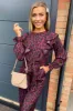 Plum Printed Frill Panel Long Sleeve Jumpsuit sold by AX Paris