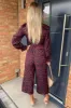Plum Printed Frill Panel Long Sleeve Jumpsuit sold by AX Paris