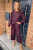 Plum Printed Frill Panel Long Sleeve Jumpsuit sold by AX Paris
