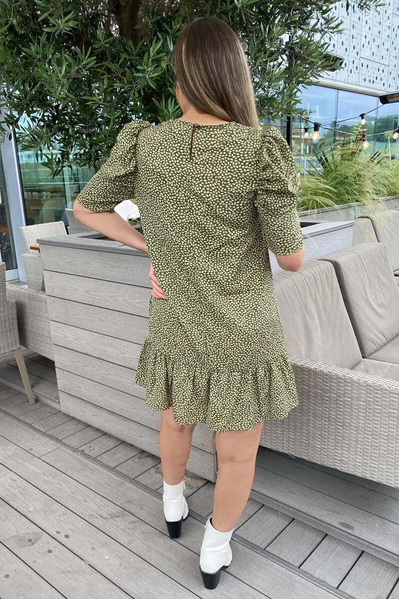 Olive Ditsy Leaf Print Shift Dress sold by AX Paris product image thumbnail 5