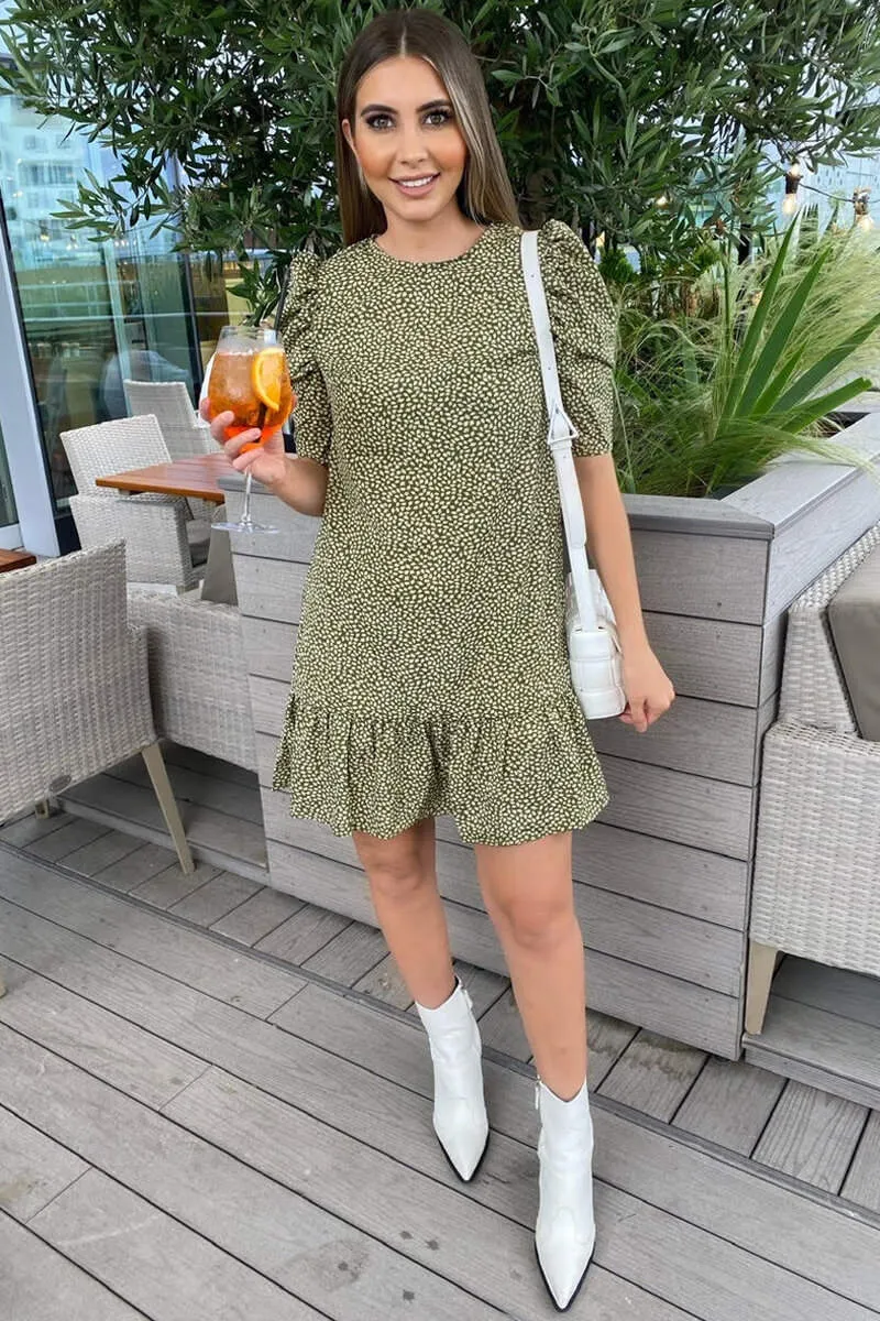 Olive Ditsy Leaf Print Shift Dress sold by AX Paris product image thumbnail 2